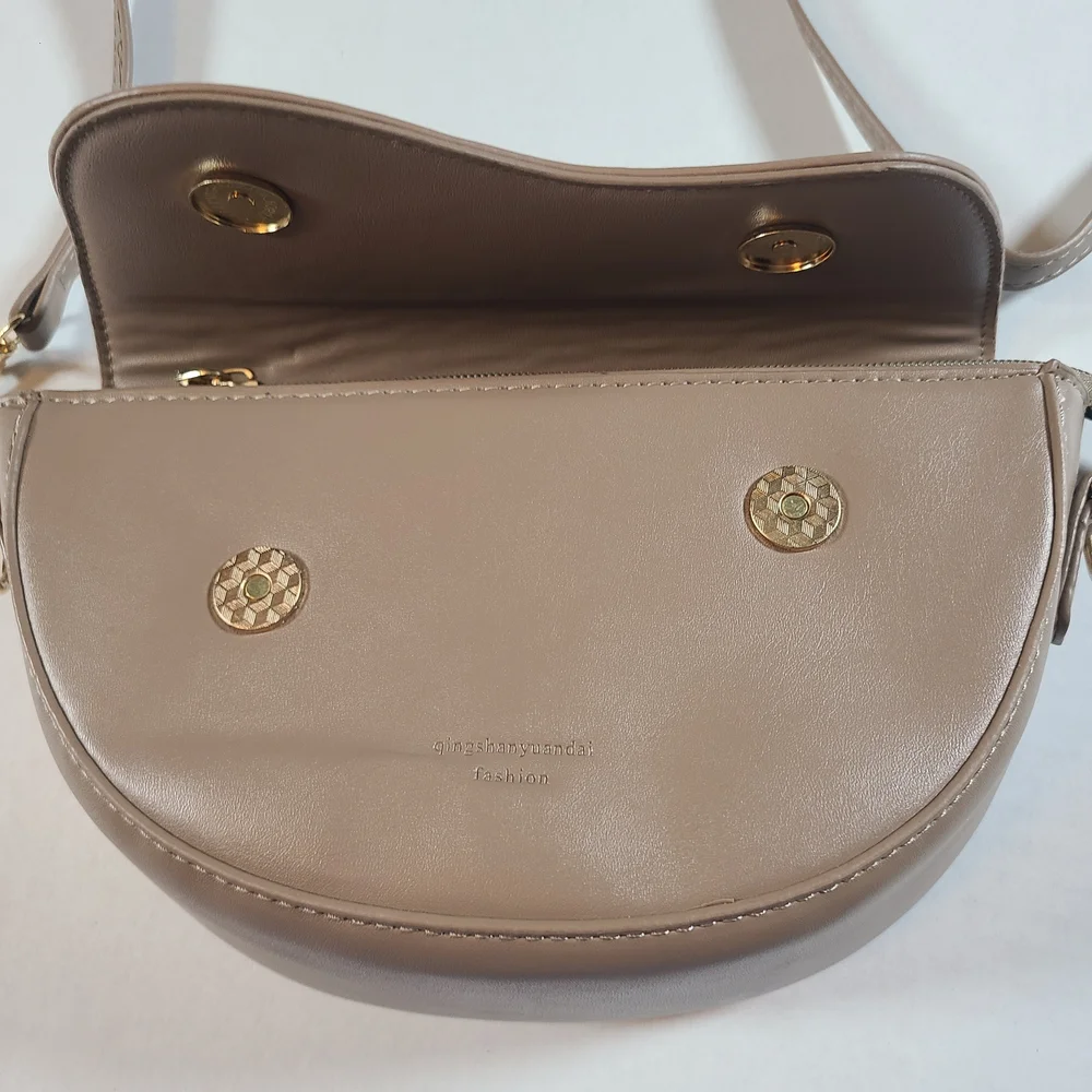 Kinganrun Elegant Taupe Crossbody Shoulder Bag NWOT 2 Straps 8.3x5.1x3.1 Inches - Picture 3 of 7
